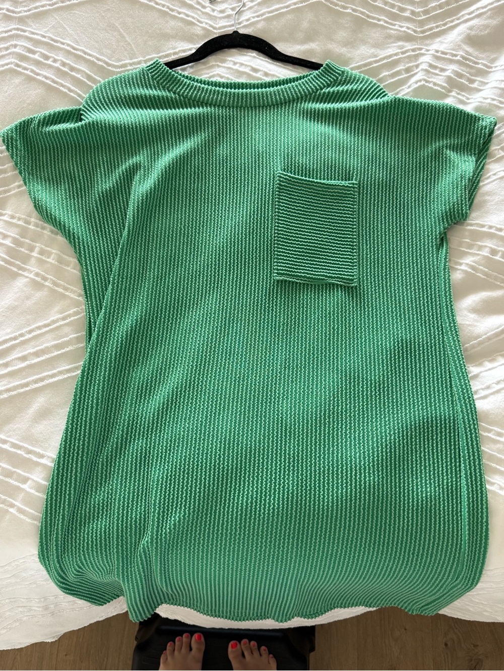 Women's Green Knit Short-Sleeve dress